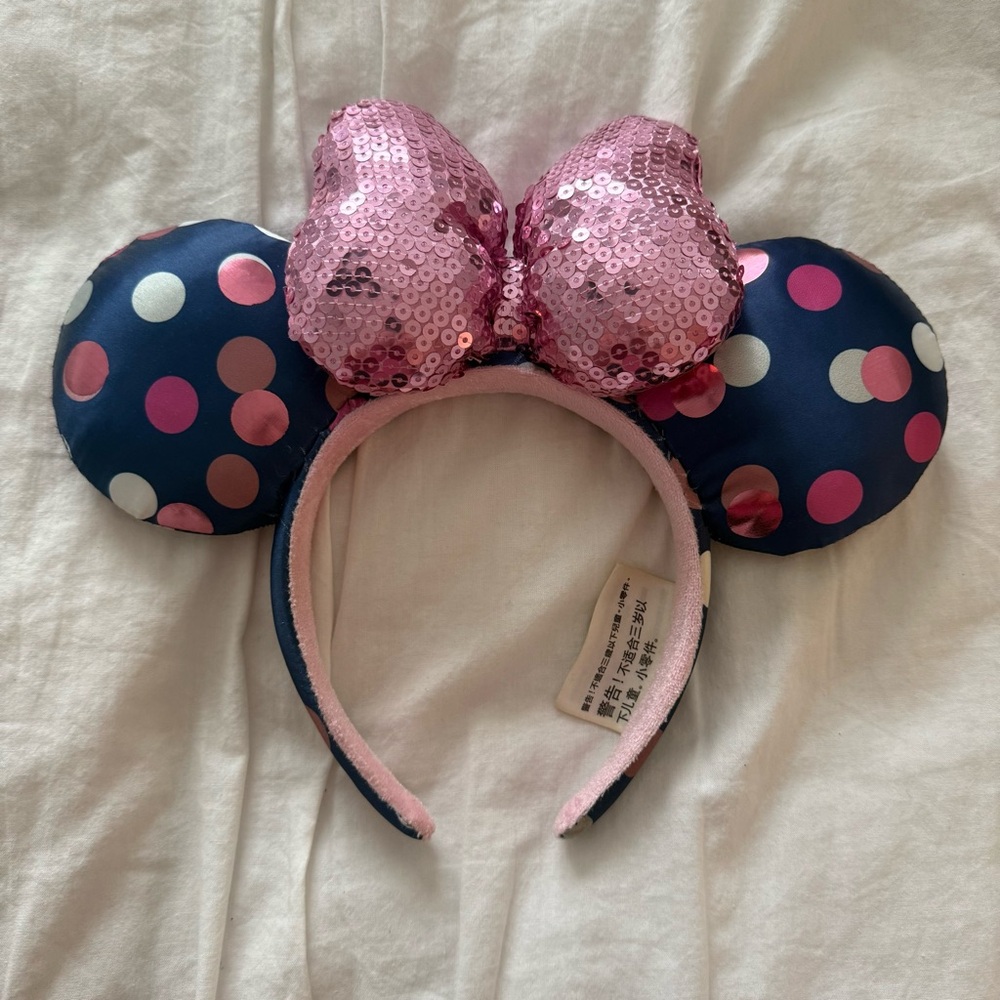 Disney Sequin Bow Polka Dot Minnie Ears